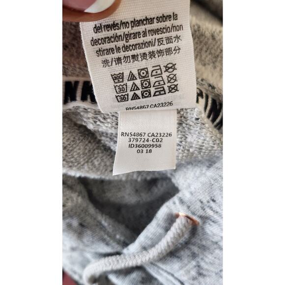Victoria Secret Pink gray cotton blend graphic hoodie sweatshirt Size SP - Picture 6 of 6